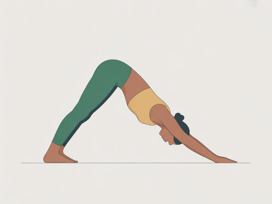 Illustration of a person in Downward-Facing Dog, a key pose in yoga for beginners.