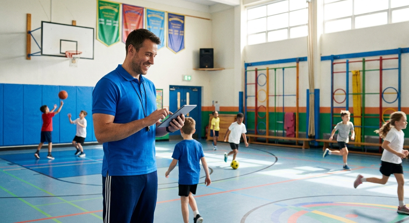 Educador físico escolar com app para personal trainer Personal Millbody Educador físico escolar usando app para personal trainer Personal Millbody para planejar aulas
