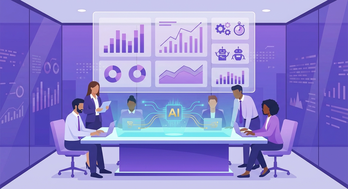 Equipe de vendas utilizando inteligência artificial para analisar dados e reduzir CAC