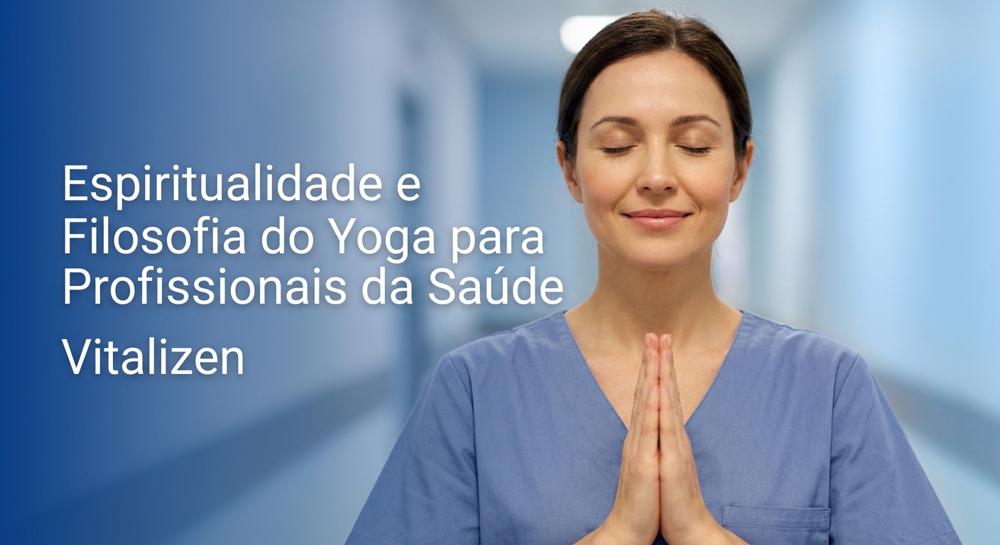 Profissional de saúde em momento de pausa e espiritualidade com meditação guiada Vitalizen