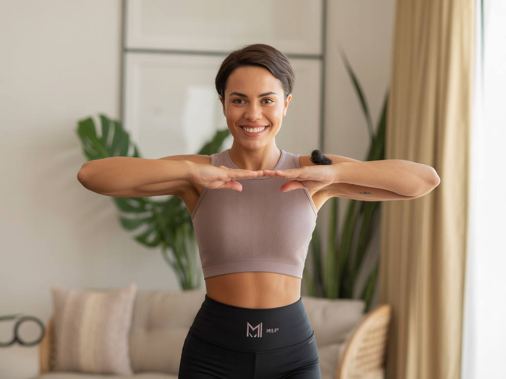 Pessoa praticando exercícios de costas em casa para fortalecer a postura.