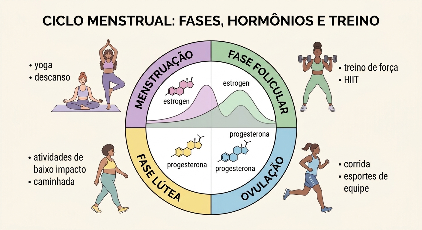 Fases hormonais e exercícios - ciclo menstrual e adaptação de treino feminino