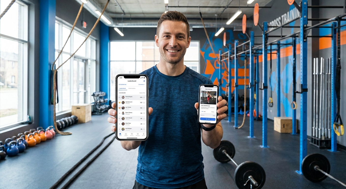 app para personal trainer cross training com leaderboard e desafios diários