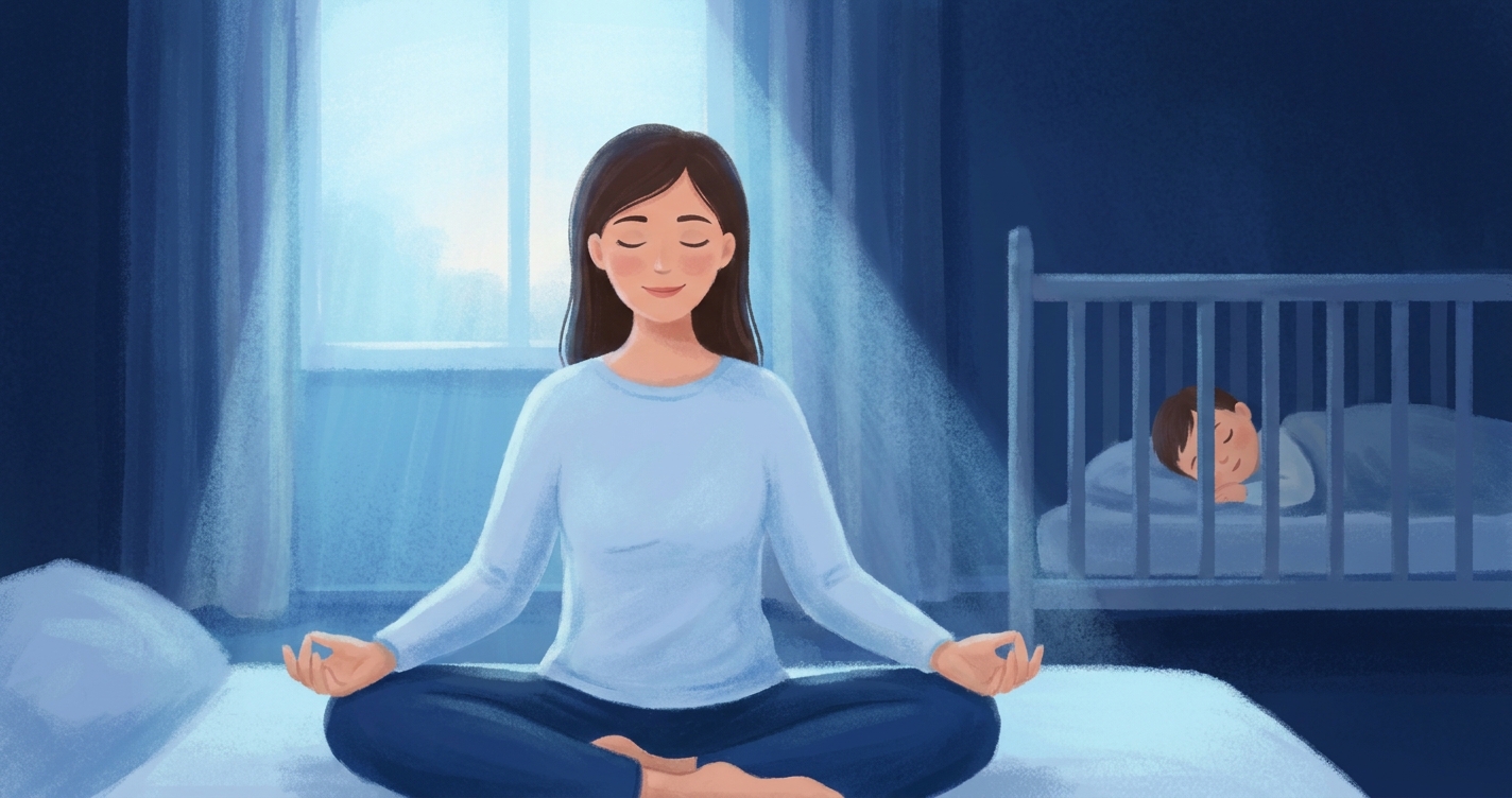 Mãe solo meditando ao amanhecer enquanto filho dorme - frases de inspiração para mãe solo