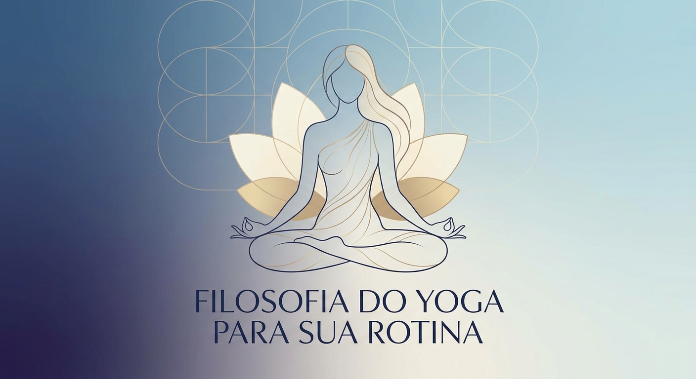 Filosofia do Yoga para sua Rotina - silhueta feminina em meditação com gradiente azul