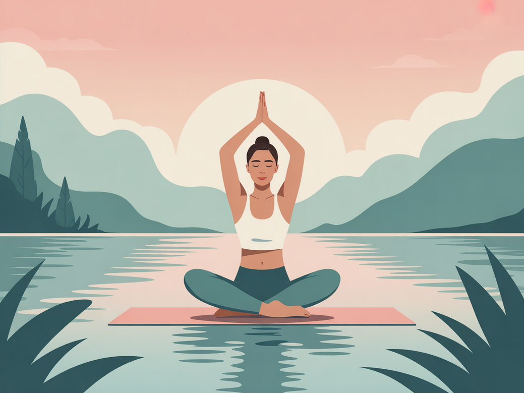 Mulher meditando em ambiente tranquilo, representando a paz encontrada através da filosofia do yoga e da espiritualidade.