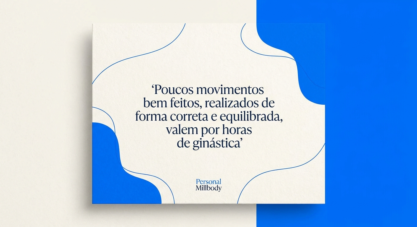 Mulher praticando pilates com frase motivacional sobre conexão mente e corpo