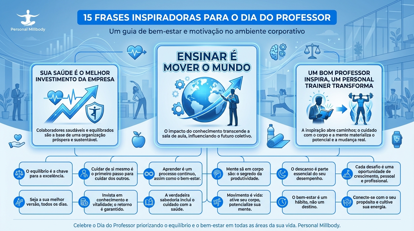 Frases inspiradoras para o Dia do Professor 2026 com educadores físicos corporativos