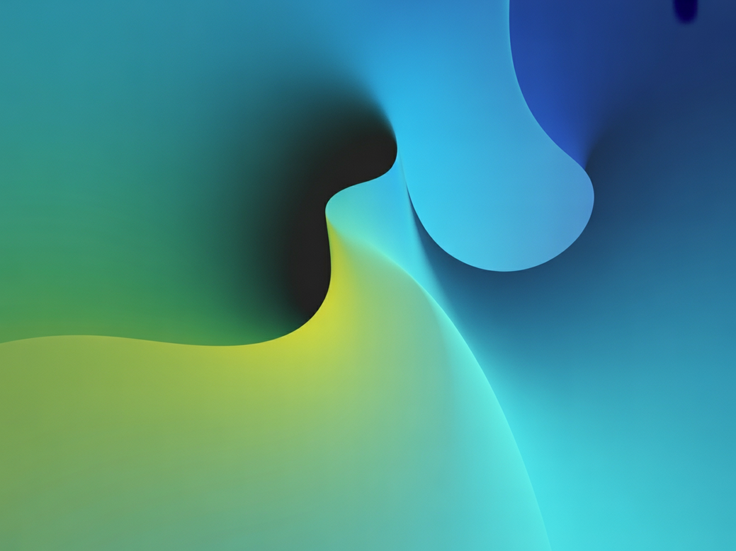 Superar o bloqueio criativo com meditação: imagem abstrata com gradiente de azul e formas fluidas, representando a conexão entre mente e criatividade para artistas.