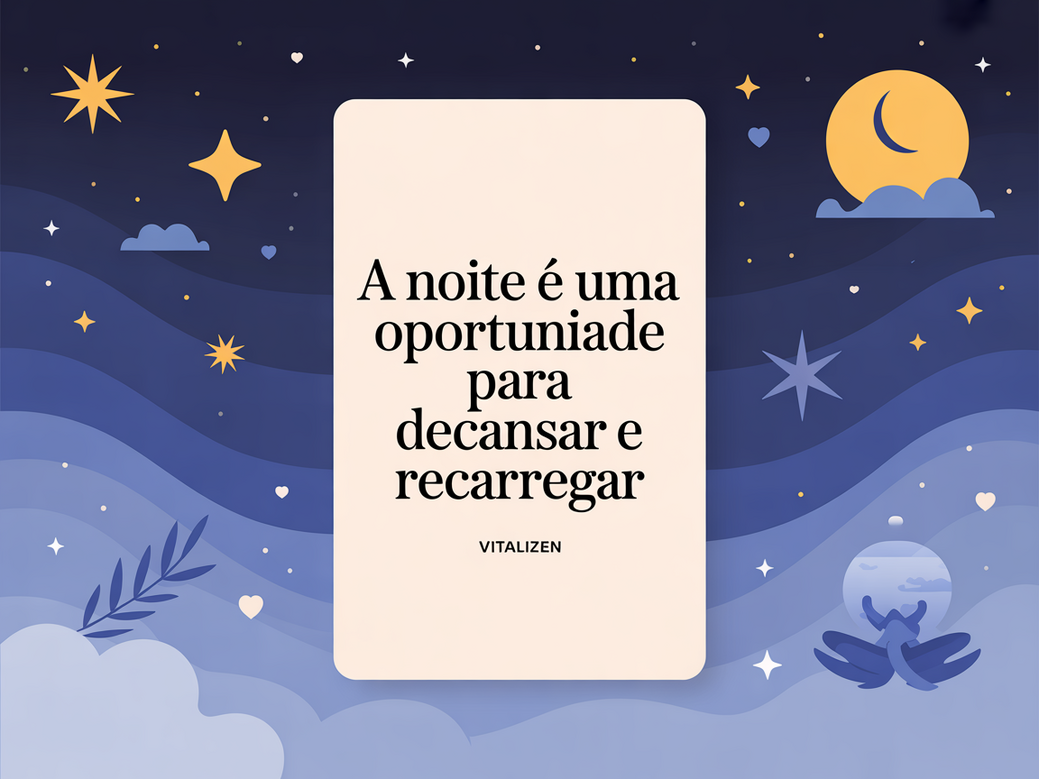 Uma coleção de frases de inspiração para dormir sobre um fundo sereno, simbolizando um sono reparador.