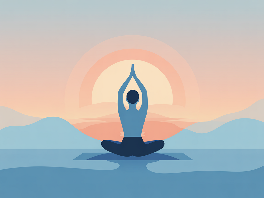 Mulher praticando yoga ao amanhecer, simbolizando a cura emocional e a jornada para superar o luto.
