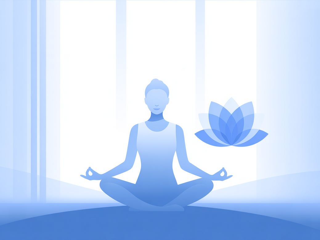 Mulher meditando em ambiente tranquilo, simbolizando a reabilitação emocional com yoga e meditação.