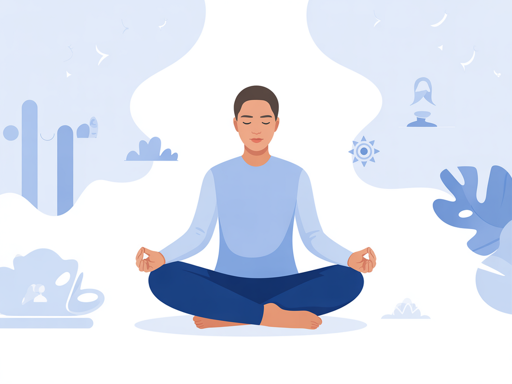 Mulher meditando em ambiente sereno, representando o uso de frases de inspiração para TDAH para alcançar o foco.