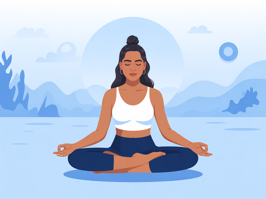 Mulher praticando meditação com frases de inspiração para TDAH, encontrando foco e presença.