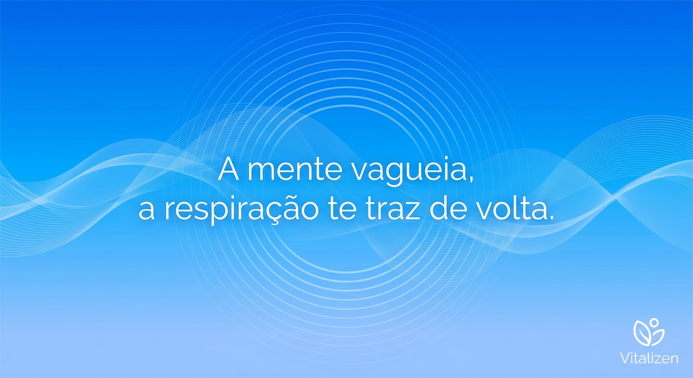 Frase de inspiração para TDAH: A mente vagueia, a respiração te traz de volta. Vitalizen Yoga e Meditação.