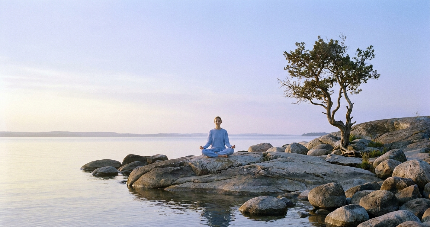 20 Frases de Inspiração para Transição de Carreira: pessoa meditando em meio à natureza