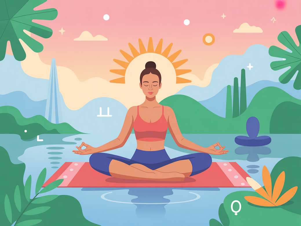 Yoga inspiração - Mulher meditando em ambiente tranquilo com luz solar