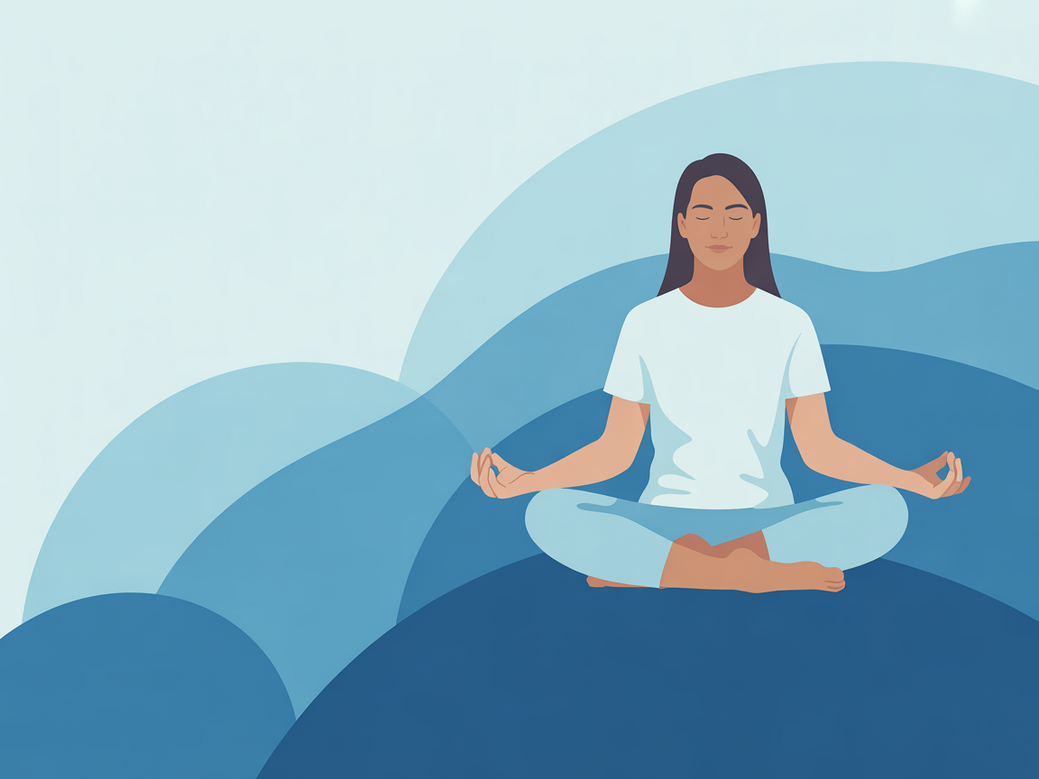 Profissional de saúde mental praticando yoga em um ambiente tranquilo como forma de autocuidado e prevenção de burnout