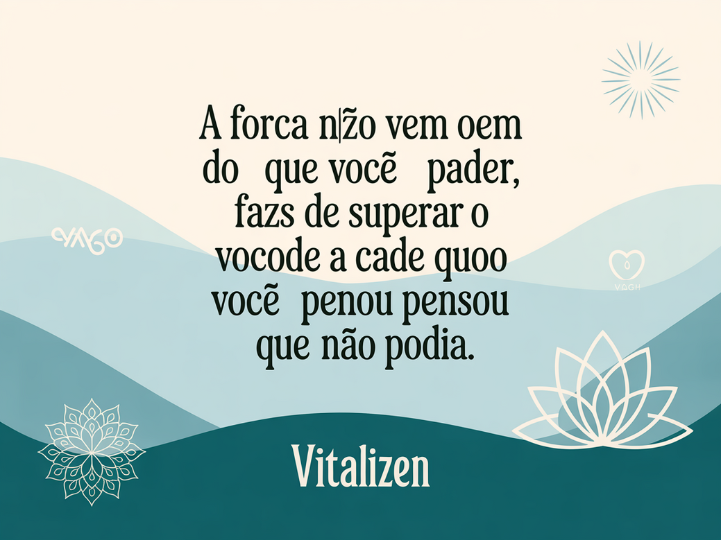 Card de superação para idosos com a frase: 'A força não vem do que você pode fazer, mas de superar o que você pensou que não podia.'