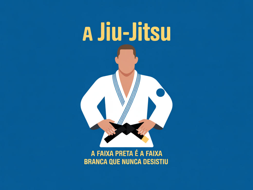 Imagem ilustrativa para artigo sobre frases de jiu jitsu para status, com uma citação inspiradora em fundo azul.