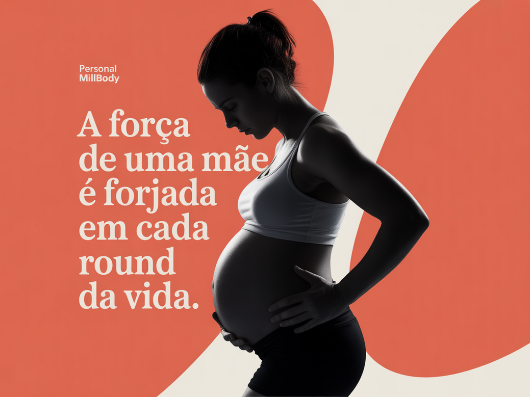 Uma gestante praticando exercício com luvas de boxe, simbolizando as frases de lutadores para gestantes.