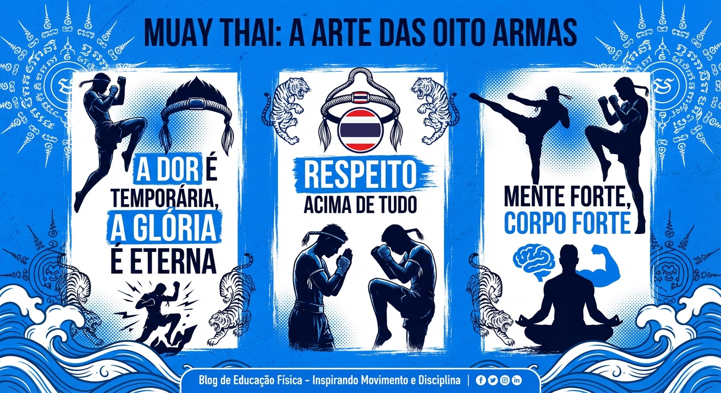 Professor aplicando frases de Muay Thai em aula de educação física com crianças