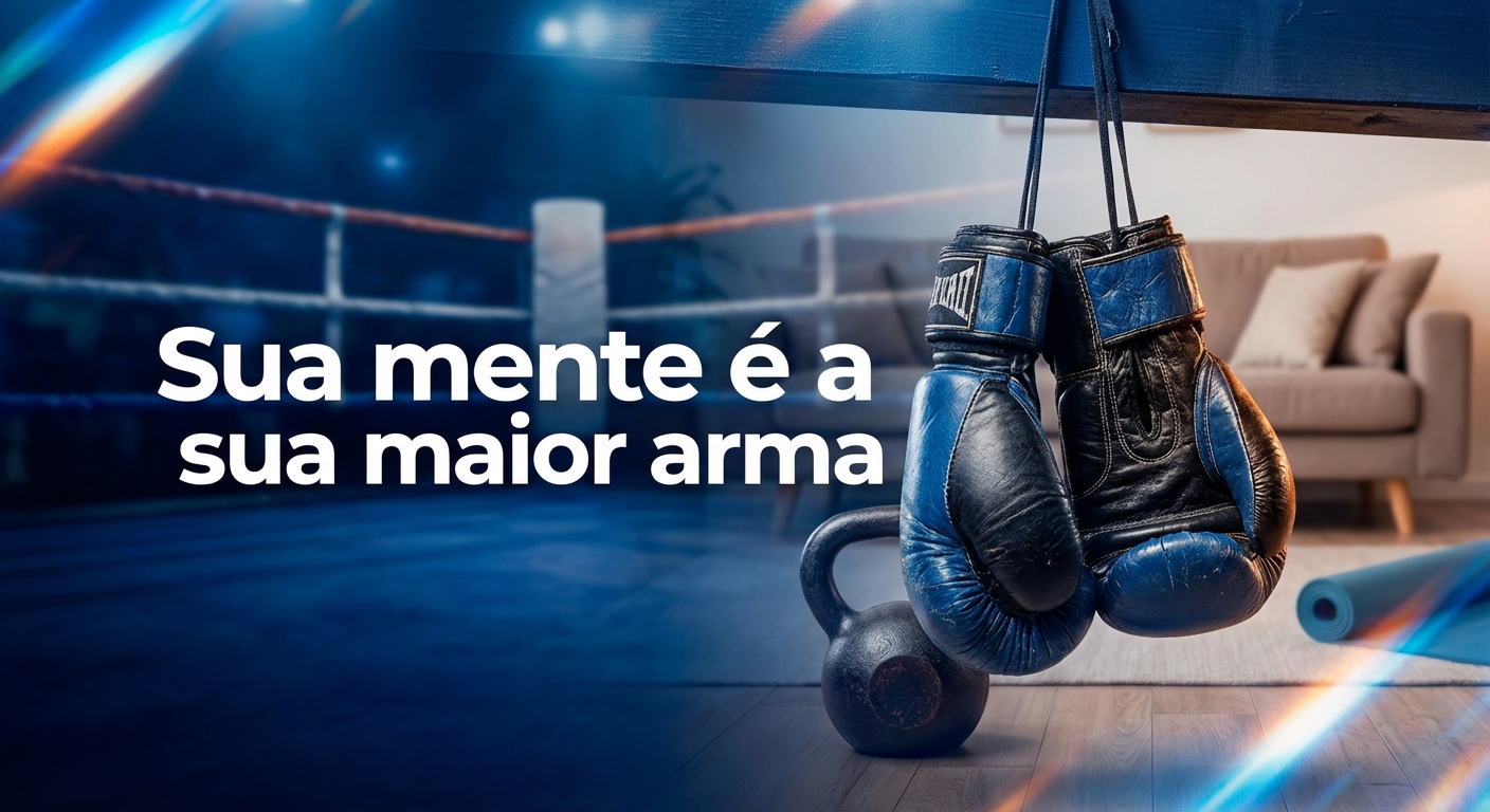 Frases motivacionais de Muay Thai para personal trainers aplicadas em treino em casa com elementos da arte marcial tailandesa
