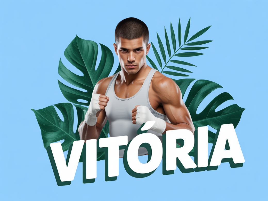 Frases motivacionais para lutadores com elementos veganos que simbolizam a força mental e física.