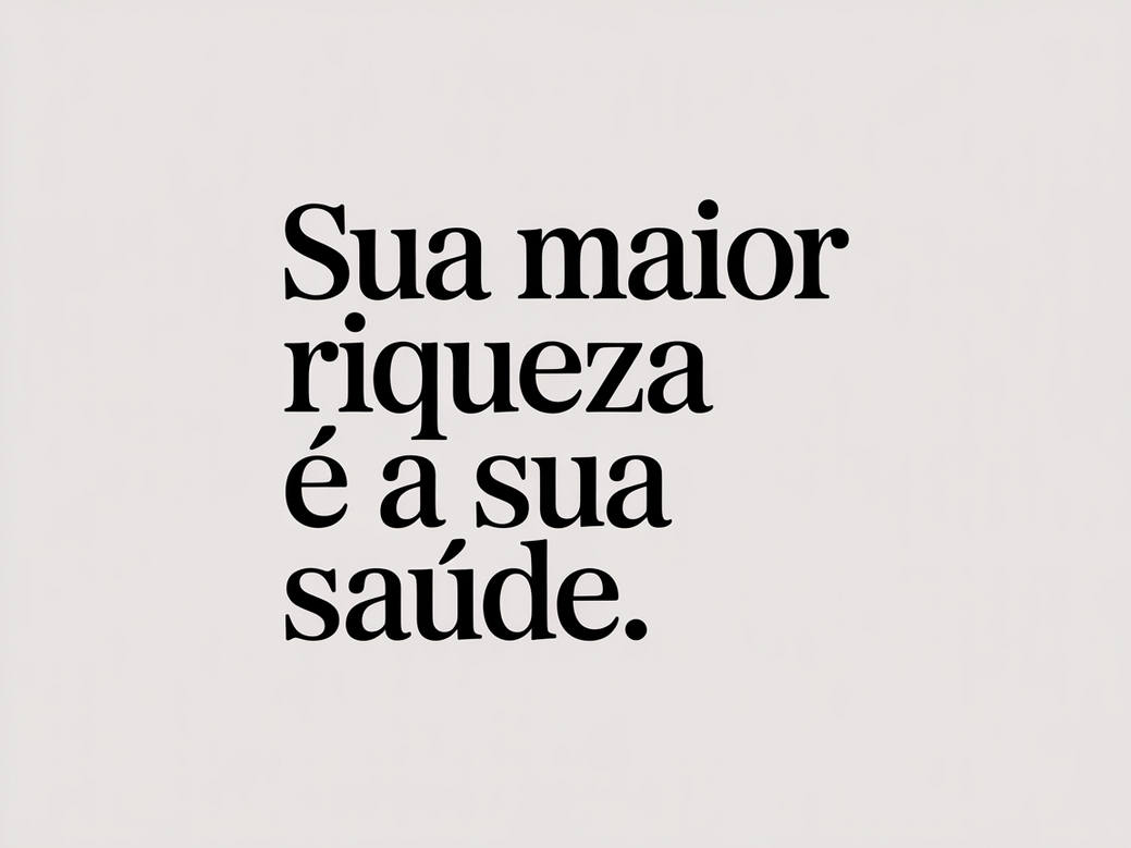 Design corporativo azul com a frase motivacional: Sua maior riqueza é a sua saúde, um exemplo de comunicação para wellness corporativo.