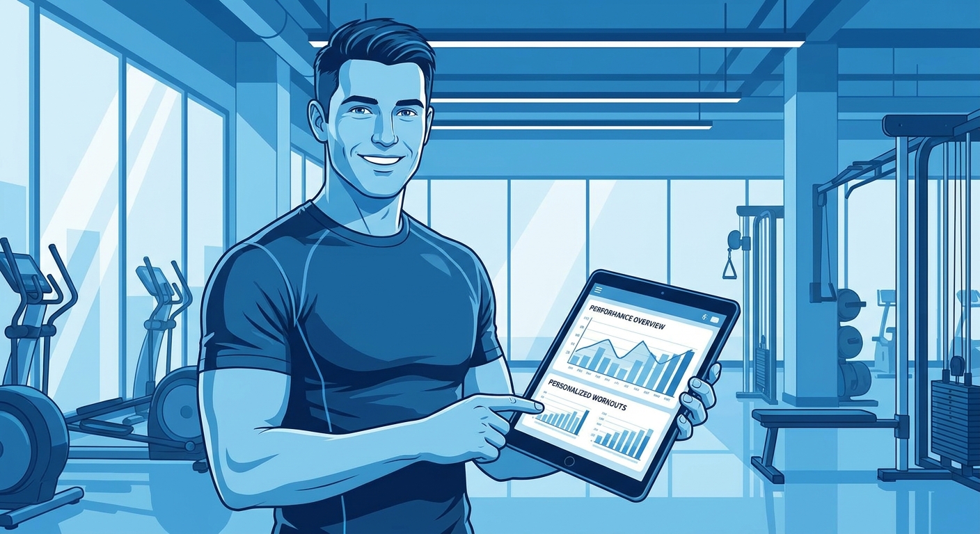 app personalizado para personal trainer mostrando dashboard de treinos e evolução de alunos