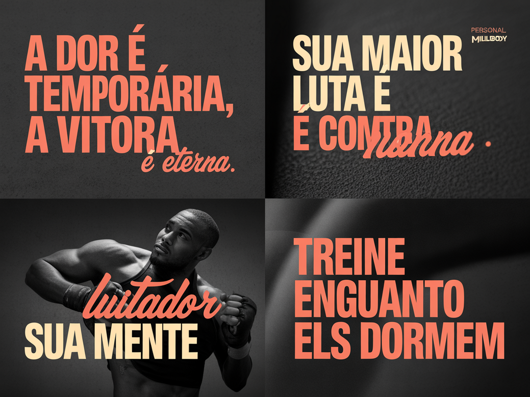 Coach de emagrecimento motivacional mostrando frases de lutadores para um cliente determinado.