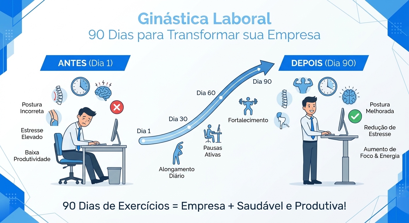 Ginástica Laboral: 90 Dias para Transformar sua Empresa - Infográfico Personal Millbody