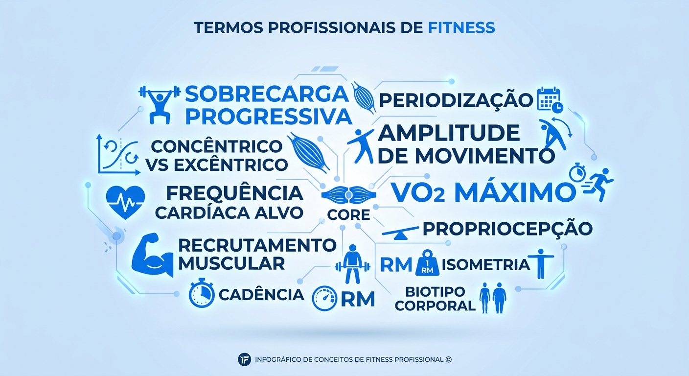 Glossário do Personal Trainer com 15 termos técnicos essenciais para instrutores de treino em casa