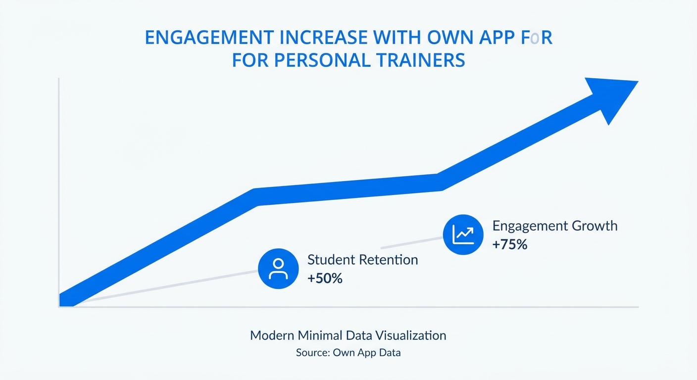 Gráfico mostrando aumento de engajamento de alunos com app próprio para personal trainer