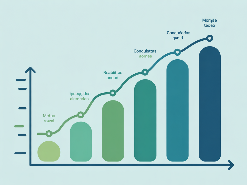 Gráfico de progressão gradual, exemplificando o acompanhamento na plataforma para saúde feminina.