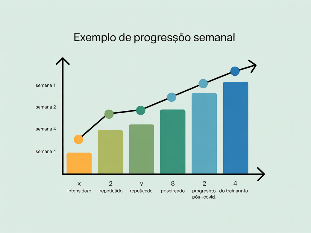Gráfico mostrando a progressão semanal segura de exercícios para treinar ombro em casa.