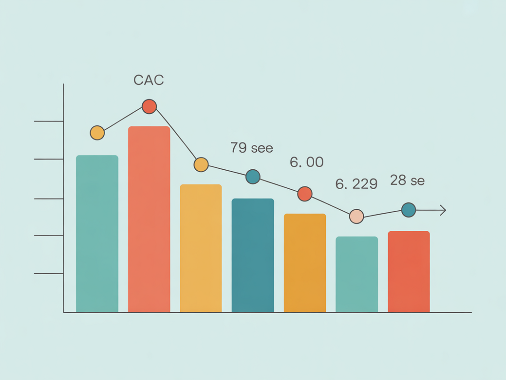 Gráfico de barras mostrando a queda do Custo de Aquisição de Cliente (CAC) após a implementação de um CRM com IA.