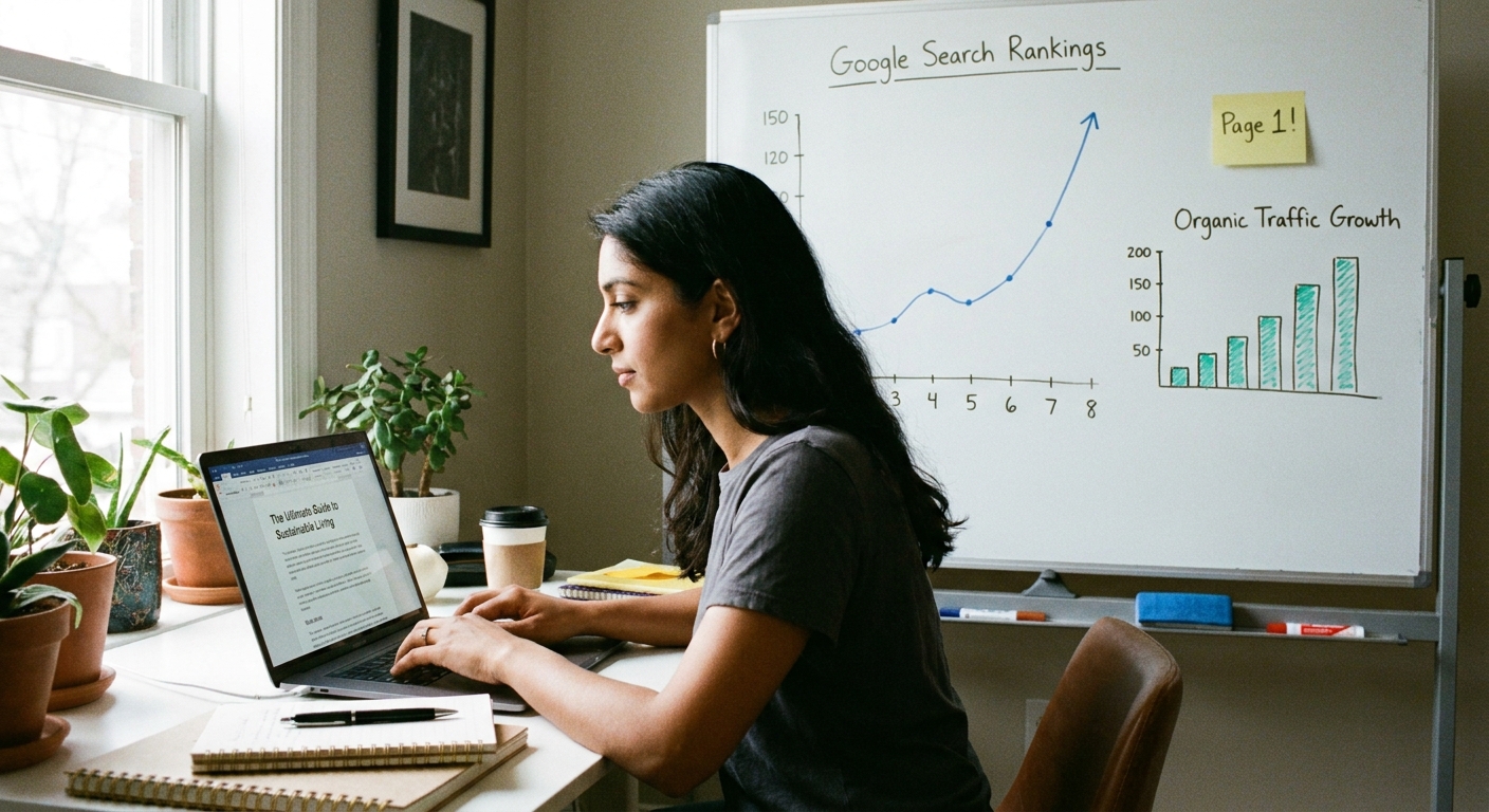 Estratégia de Growth Hacking para SEO mostrando crescimento orgânico no Google