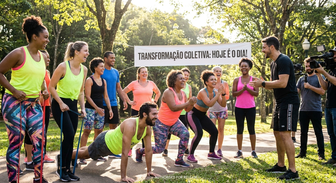 Grupo de alunos em programa de emagrecimento em grupo com personal trainer digital