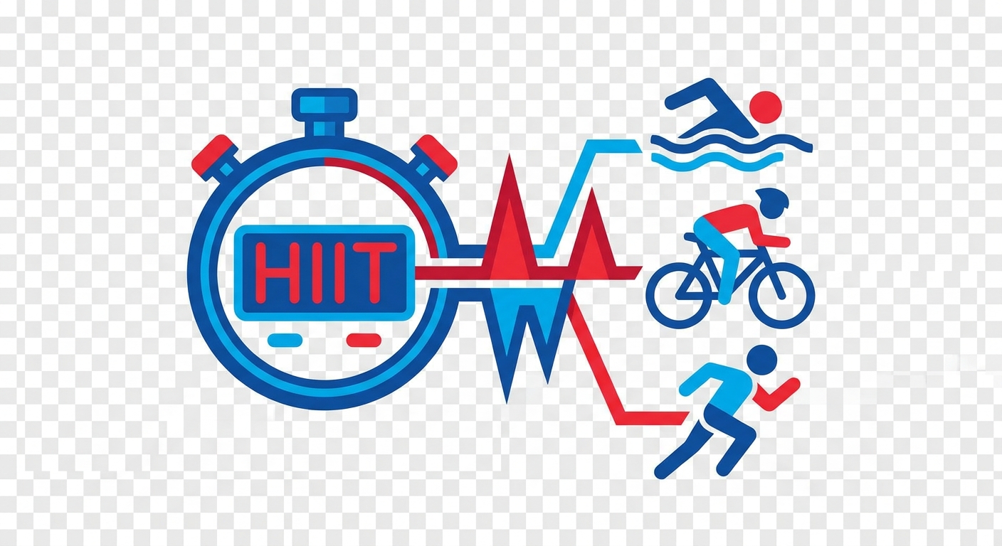 Cronômetro com picos de intensidade representando treino intervalado HIIT para triathlon