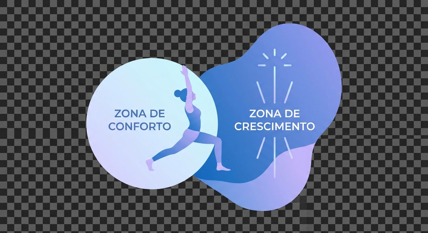 Ícone zona de conforto vs zona de crescimento no yoga