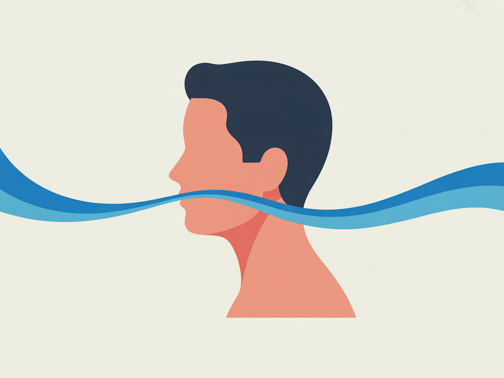 Ilustração do fluxo de respiração, uma técnica fundamental de como meditar.