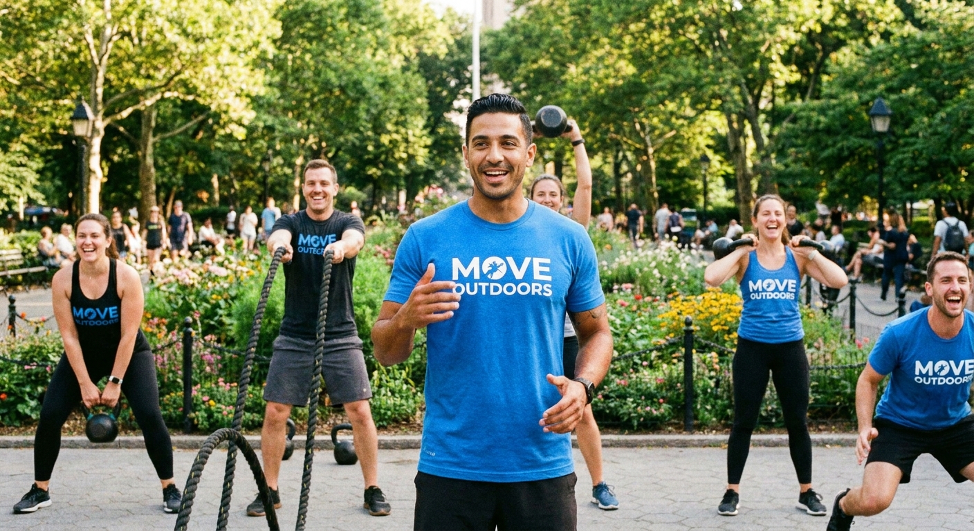 Professor de educação física instruindo alunos em treino funcional ao ar livre no Dia do Professor de Educação Física