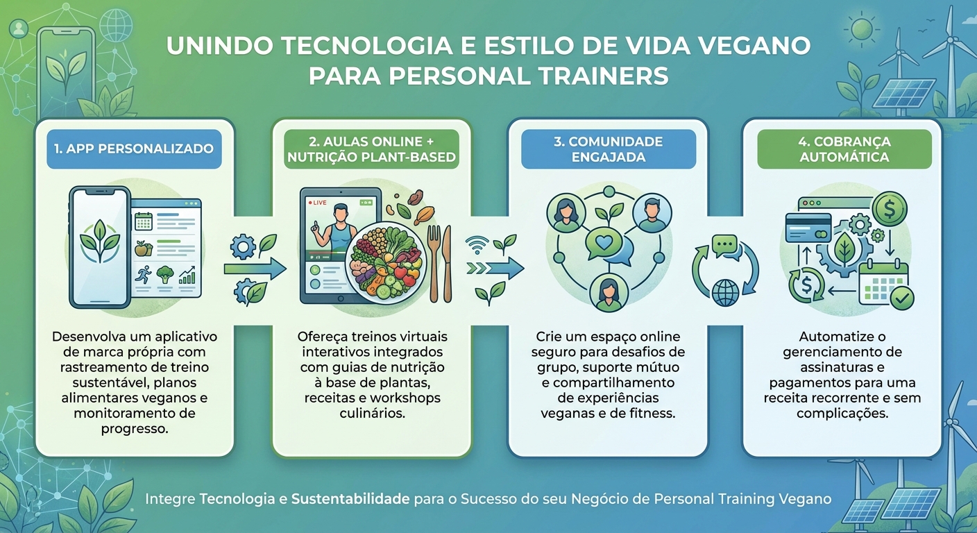 Infográfico: 4 passos para unir tecnologia e vida vegana como personal trainer