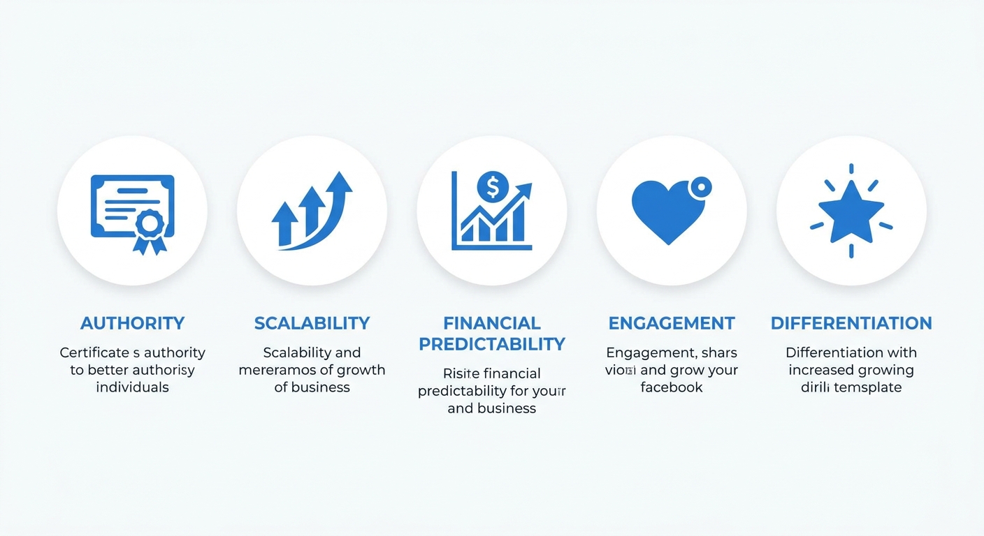 5 benefícios de ter seu app de personal trainer - Millbody Infográfico com 5 benefícios de ter seu próprio app de personal trainer: autoridade, escalabilidade, previsibilidade financeira, engajamento e diferenciação