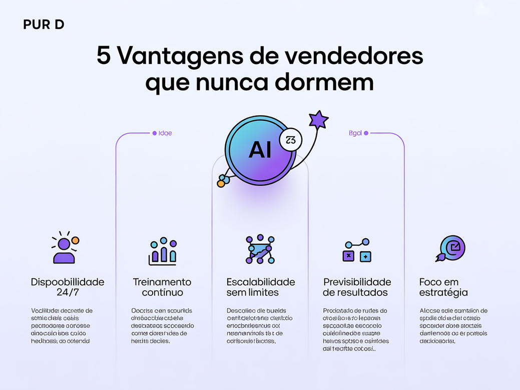 Infográfico com 5 vantagens de ter uma equipe de vendas com IA