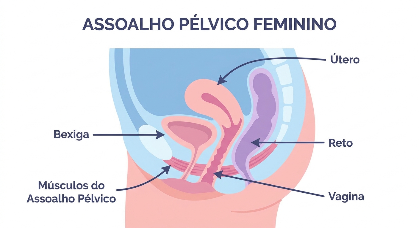 Anatomia do assoalho pélvico para personal trainers - fisioterapia esportiva para gestantes Infográfico educativo do assoalho pélvico feminino na gestação para fisioterapia esportiva