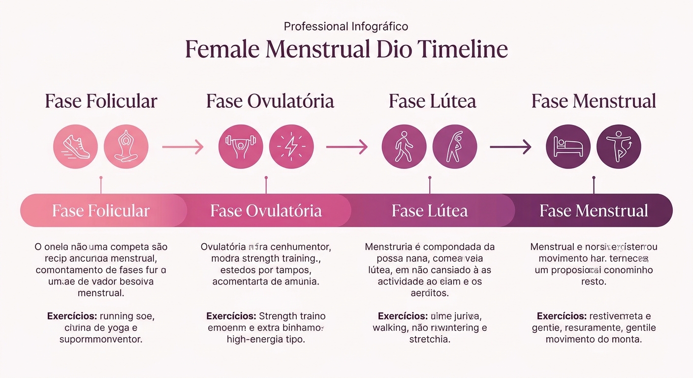 Ciclo menstrual e treino feminino: infográfico completo Infográfico do ciclo menstrual com recomendações de treino para cada fase