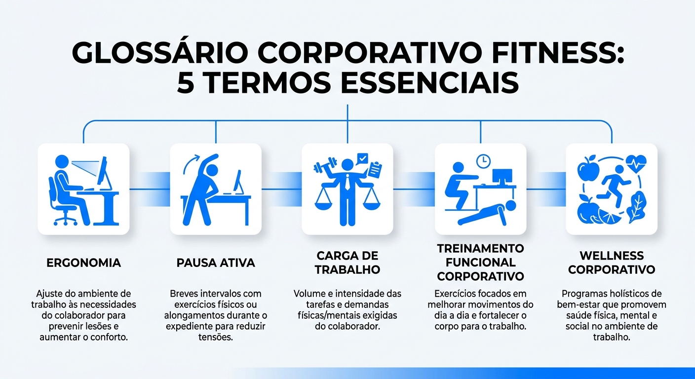Infográfico do glossário do personal corporativo: termos essenciais para treinadoras