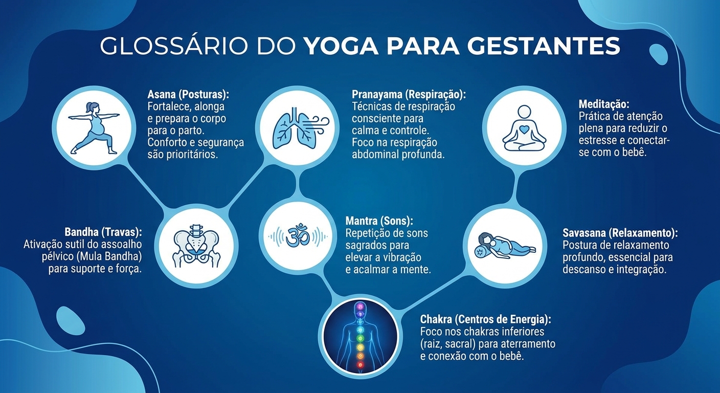 Infográfico Glossário do Yoga para Gestantes - Vitalizen